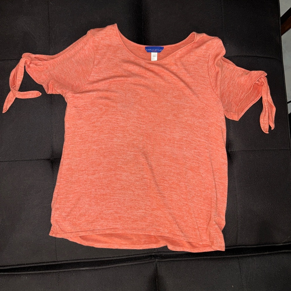 Simply Styled Coral Tie-Sleeve Top